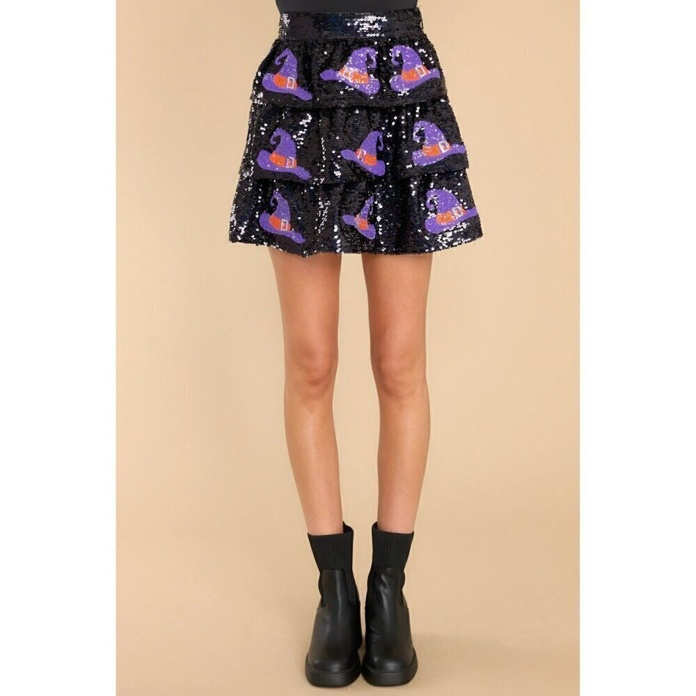 Feelin' Witchy Sequin Witch Hat Skirt in Black - Picture 10 of 10